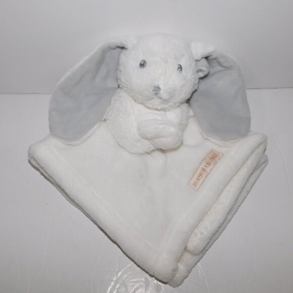 Blankets & Beyond White Bunny Gray ears Plush Security Blanket Baby Lovey Nunu - Picture 2 of 6